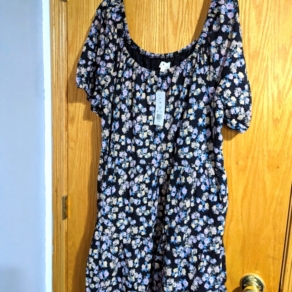 NWT True Craft 4X dress pretty flowers on black